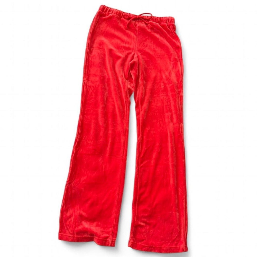 Rare Y2K Lixa Red Velour Wide Leg Track Pants, Women's Size M